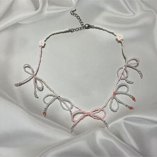 ribbon necklace(pink)(ネックレス)