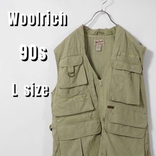 ウールリッチ(WOOLRICH)のウールリッチ　90s フィッシングベスト　L カーキ　アウトドア　古着(ベスト)