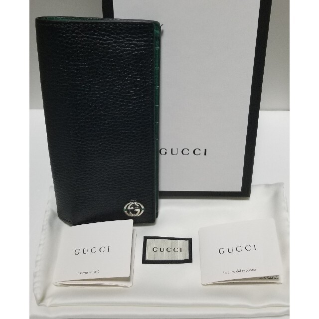 大砲候補 GUCCI インターロッキングG レザー 二つ折り財布 610467