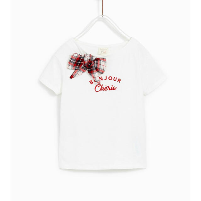 ZARA KIDS - ZARA ザラ リボンモチーフ刺繍ロゴTシャツの通販 by