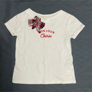 ザラキッズ(ZARA KIDS)のZARA  ザラ　リボンモチーフ刺繍ロゴTシャツ(Tシャツ/カットソー)