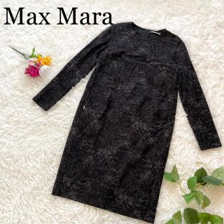 マックスマーラ(Max Mara)のkyon様専用    大きめサイズ♪マックスマーラ/花柄ウールワンピース☆白タグ(ひざ丈ワンピース)