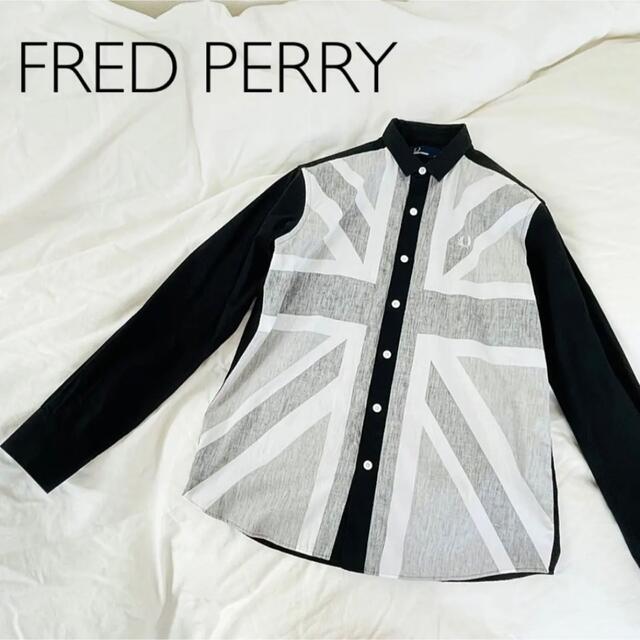 美品【FRED PERRY】メンズシャツ　ユニオンジャック　Ｓ　黒×白