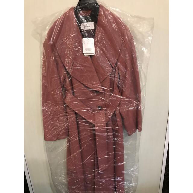 BIGラウンドカラーウールガウンコートピンク レディースのジャケット/アウター(ロングコート)の商品写真