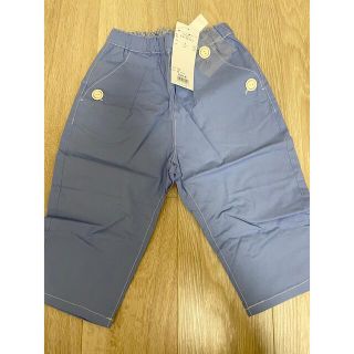 ハッカキッズ(hakka kids)の新品タグ付き ハッカキッズ 6部丈 ボーイフレンドパンツ サックスブルー(パンツ/スパッツ)