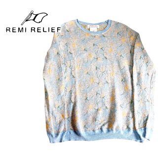 レミレリーフ(REMI RELIEF)の美品★REMI RELIEF レミレリーフ 総柄 向日葵柄 コットン 柄ニット(ニット/セーター)