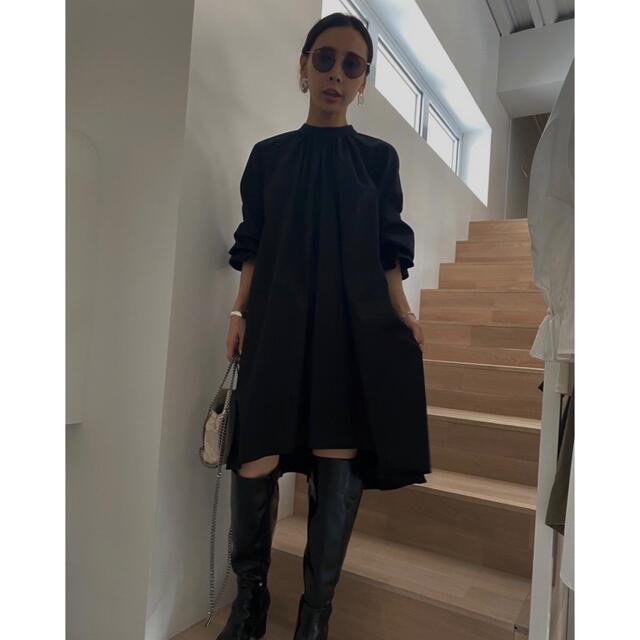 アメリameri GATHER TUNIC BLOUSE ブラックレディース