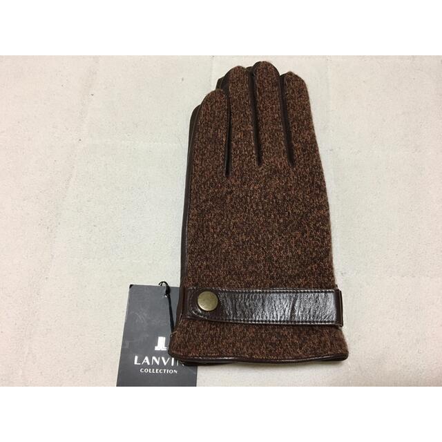 128新品LANVIN COLLECTION羊革レザーメンズベルト付き手袋日本製