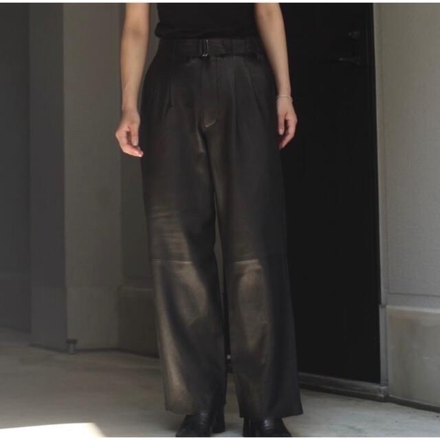 yoke Belted Leather 2タックTrousers レザーパンツ - electrabd.com