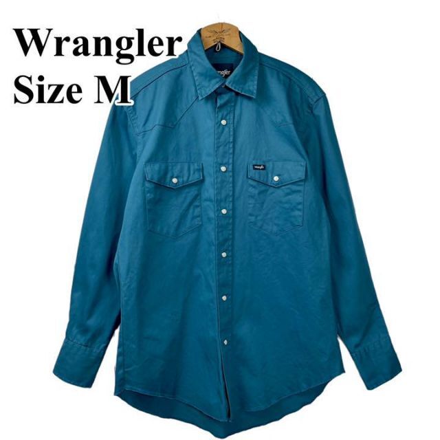 最終決算 Wrangler - スナップボタン　ワークシャツ　エメラルドグリーン　サイズＭ　アースカラー シャツ