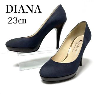 ダイアナ(DIANA)の美品✨DIANA ダイアナ 23㎝ プラットフォーム スエード パンプス 濃紺(ハイヒール/パンプス)