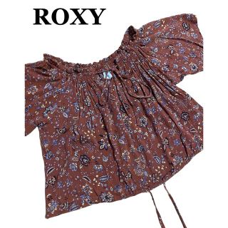 ロキシー(Roxy)の【美品】ROXY フリルトップス ブラウス 花柄(シャツ/ブラウス(半袖/袖なし))