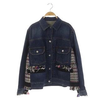 サカイ(sacai)のサカイ 21年製 ブルゾンデニムジャケット 長袖 ツイード 2 青(Gジャン/デニムジャケット)