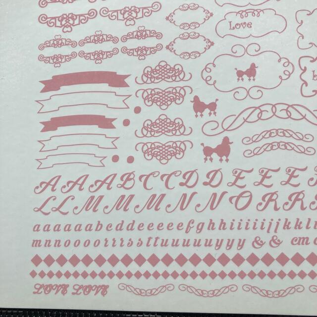 ポーセラーツ　転写紙　ピンク　プードル　イニシャル　ポット　鍵　さくらんぼ　数字 ハンドメイドの素材/材料(その他)の商品写真