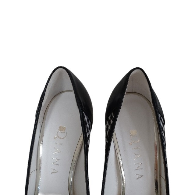 DIANA(ダイアナ)のダイアナ　パンプス　ギンガムチェック　リボン　オープントゥ　23.5 レディースの靴/シューズ(ハイヒール/パンプス)の商品写真