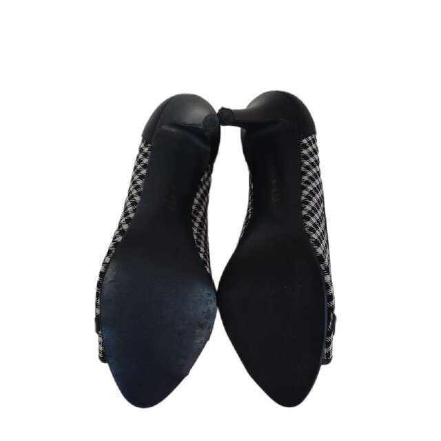 DIANA(ダイアナ)のダイアナ　パンプス　ギンガムチェック　リボン　オープントゥ　23.5 レディースの靴/シューズ(ハイヒール/パンプス)の商品写真