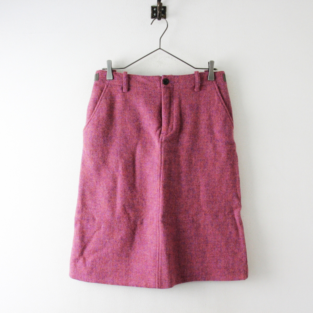 n100 エヌワンハンドレッド Harris Tweed ハリスツイード ウールスカート 34/ピンク系 ボトムス【2400012608443】 レディースのスカート(ひざ丈スカート)の商品写真