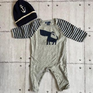 ベビーギャップ(babyGAP)のベビーギャップ　ロンパース 60  ニット帽セット(ロンパース)