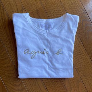 アニエスベー(agnes b.)の【美品】agnesb. ゴールドロゴ　半袖Tシャツ　ホワイト　T1サイズ(Tシャツ(半袖/袖なし))