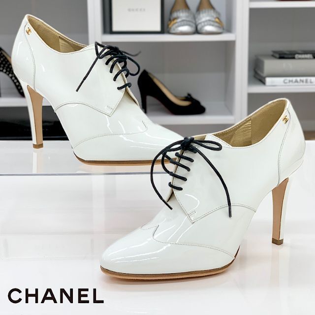 SALE】 - CHANEL 409 ホワイト ブーティ レースアップ ココマーク