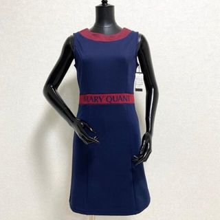 マリークワント(MARY QUANT)の✽.:* 新品 マリークワント バイカラー ノーカラーワンピース マリクワ(ひざ丈ワンピース)