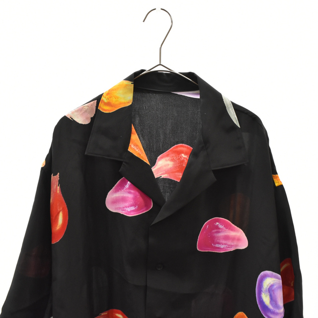 Yohji Yamamoto(ヨウジヤマモト)のYohji Yamamoto POUR HOMME ヨウジヤマモト プールオム 21AW SILK SATIN TEARS PRINT BLOUSE プリント開襟シャツ ブラック HX-B33-429 メンズのトップス(シャツ)の商品写真