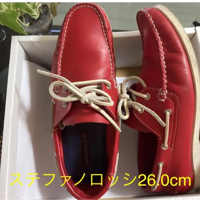 Timberland(ティンバーランド)の26.0cm メンズモカシンレッド2足と革サンダル メンズの靴/シューズ(スリッポン/モカシン)の商品写真