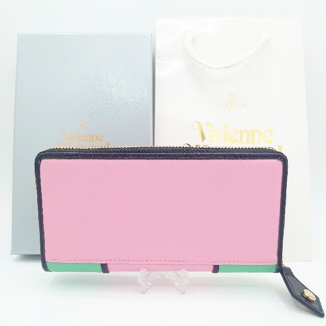 【新品未使用】ヴィヴィアン ウエストウッド 長財布 ピンク/グリーンファッション小物