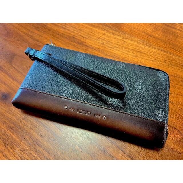注目の Berluti 長財布 キャンバス×レザー BERLUTI 【正規店購入