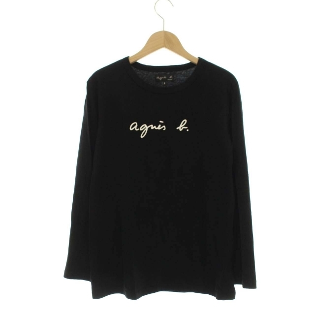 agnes b.(アニエスベー)のアニエスベー agnes b. Tシャツ カットソー ロゴ プリント 2 黒 レディースのトップス(Tシャツ(長袖/七分))の商品写真