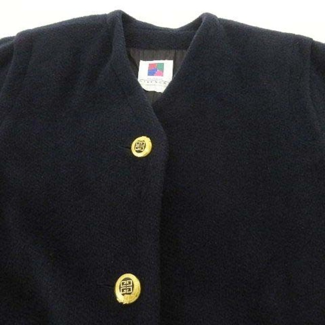 ジバンシィ ノーカラー コート モヘヤ ウール 金ボタン 約XLサイズ