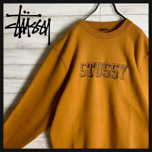 【即完売モデル】STUSSY  アーチ　刺繍ロゴ　希少L 入手困難　スウェット