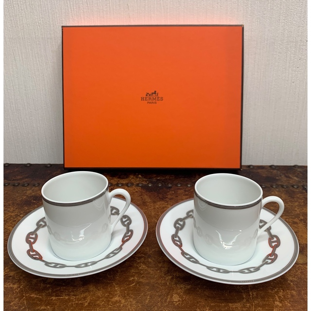 HERMES エルメス シェーヌダンクルデミタスティーカップ＆ソーサーペアセット