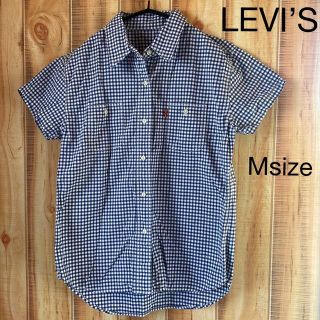 リーバイス(Levi's)のリーバイス 半袖 ギンガムチェック シャツ サイズM レディース 紺/白(シャツ/ブラウス(半袖/袖なし))