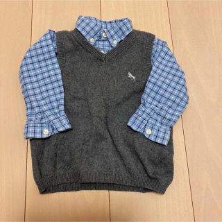 ラルフローレン(Ralph Lauren)のラルフローレン　ギンガムチェックシャツ　ニットベスト　H&M セット売り　70(シャツ/カットソー)