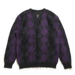 ニードルス(Needles)のモヘアカーディガン　XL パープル parple chacoal チャコール(カーディガン)