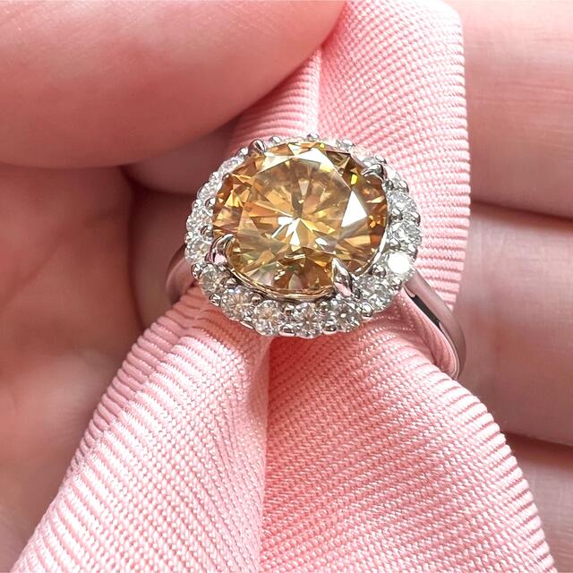 モアッサナイト シャンパンイエロー 2.5ct シルバー925 リング 指輪