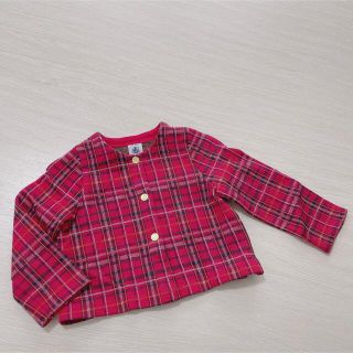 プチバトー(PETIT BATEAU)の☆美品☆PETIT BATEAU プチバトー タータンチェックカーディガン(カーディガン/ボレロ)