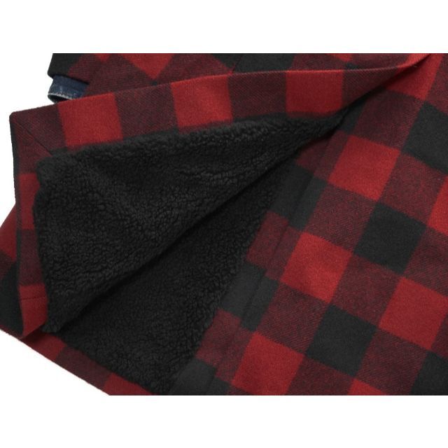 新品 DSQUARED2 デニム袖付/13スター釦内ボアチェックロングPコート