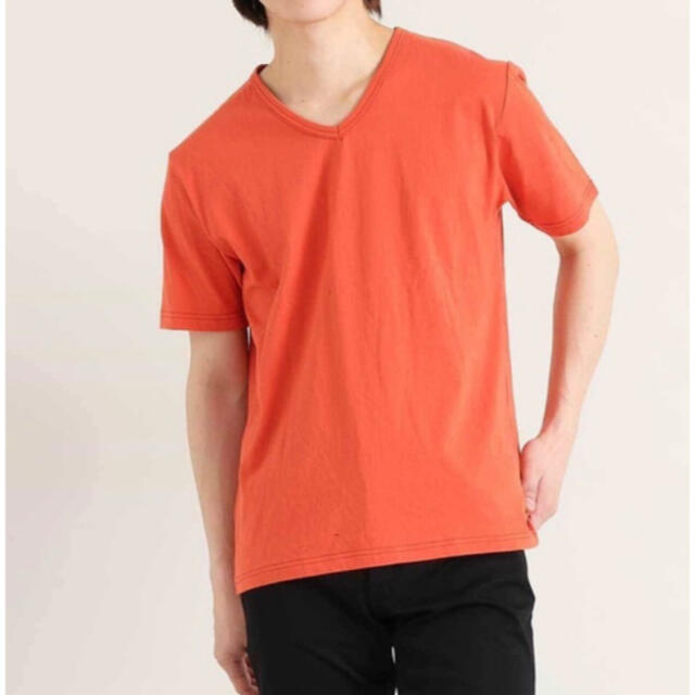 MK MICHEL KLEIN homme(エムケーミッシェルクランオム)の★新品★MK homme ベーシックVネックカットソー オレンジ/46 メンズのトップス(Tシャツ/カットソー(半袖/袖なし))の商品写真