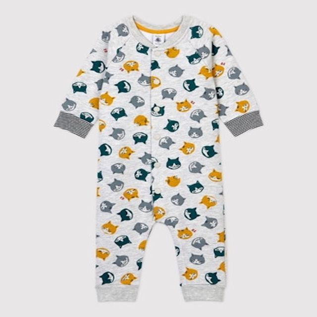 PETIT BATEAU - プチバトー　ロンパース　カバーオール　猫ちゃん　１２M （７４）新品未使用