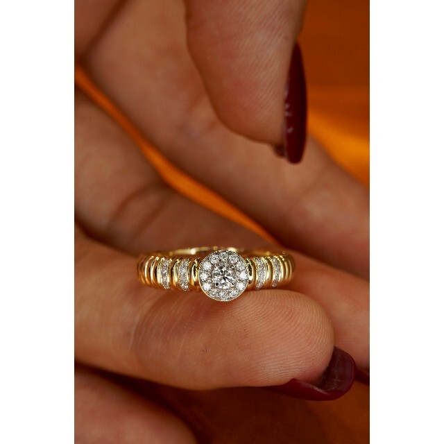 人気沸騰ブラドン 天然ダイヤモンド付きリング0.21ct k18 リング(指輪