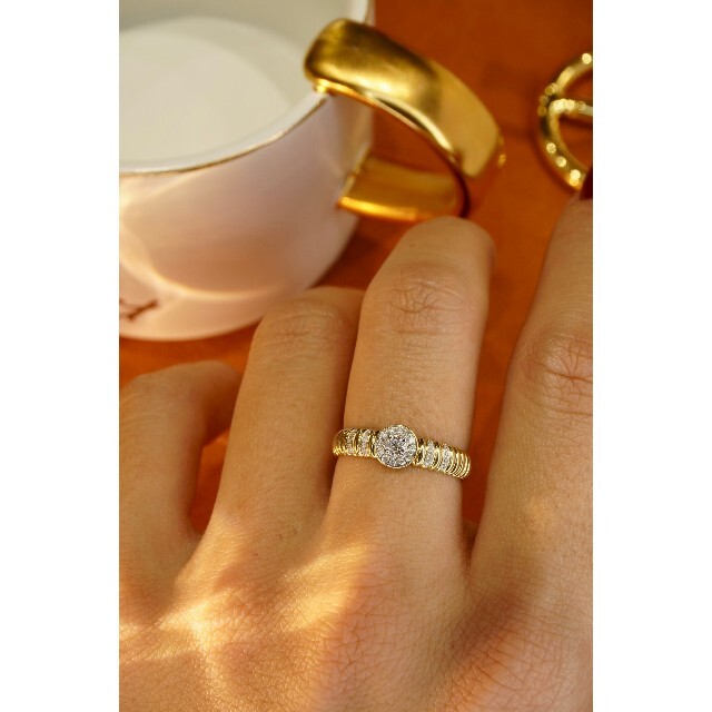 天然ダイヤモンド付きリング0.21ct k18 製造元直販 アクセサリー