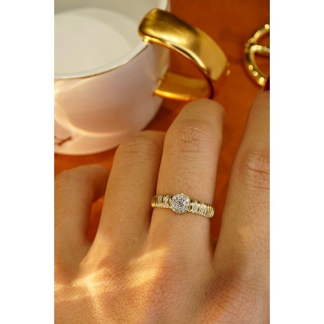 天然ダイヤモンド付きリング0.21ct　k18 レディースのアクセサリー(リング(指輪))の商品写真