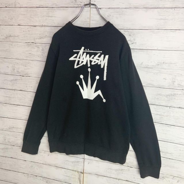 STUSSY(ステューシー)の【定番デザイン】ステューシー クラウン ビッグロゴプリント入り裏起毛スウェット メンズのトップス(スウェット)の商品写真