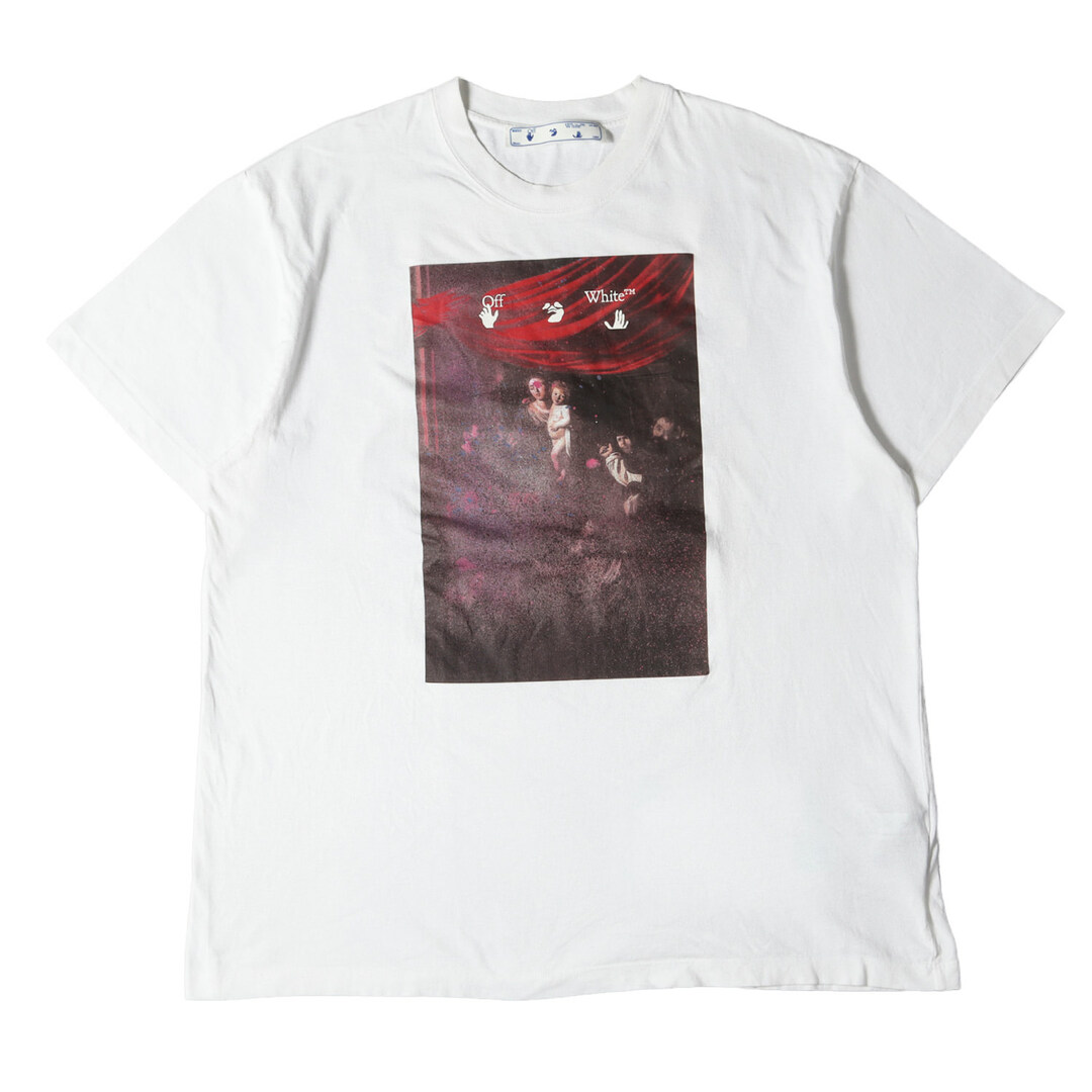 メンズOFF-WHITE オフホワイト Tシャツ 絵画 グラフィック オーバーサイズ クルーネックTシャツ SPRAYED CARAVAGGIO S/S OVER TEE 21SS ホワイト 白 S トップス カットソー 半袖【メンズ】【R004】