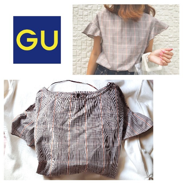 GU(ジーユー)のGU/チェックフリルスリーブブラウス レディースのトップス(シャツ/ブラウス(半袖/袖なし))の商品写真