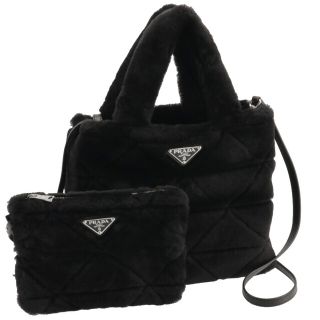 プラダ(PRADA)のPRADA トート SHEARLING シープファーショルダーバッグ(メッセンジャーバッグ)