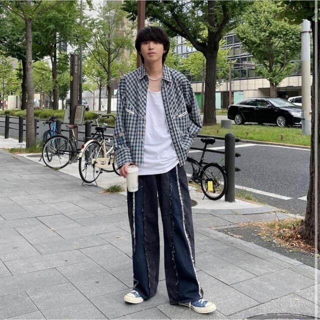 Jieda(ジエダ)のjieda switching over denim pants メンズのパンツ(デニム/ジーンズ)の商品写真