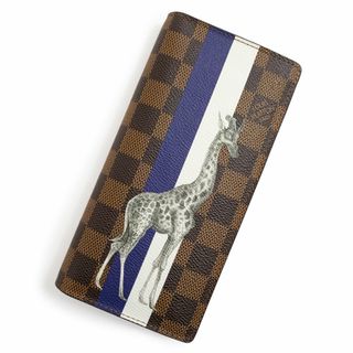 ルイヴィトン(LOUIS VUITTON)のルイ ヴィトン LOUIS VUITTON ポルトフォイユ ブラザ チャップマンブラザーズ キリン 二つ折り財布 ダミエ レザー ブラウン ネイビー ホワイト N63347 箱付 LOUIS VUITTON（新品・未使用品）(長財布)